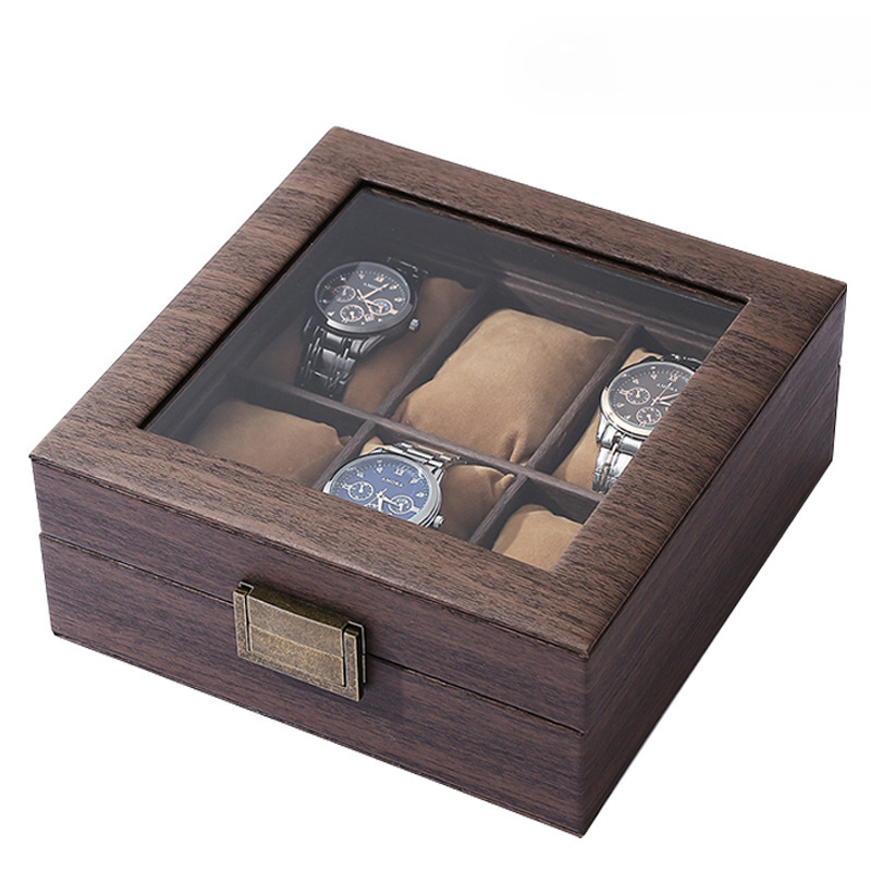 Jewellery Watches - Wood Grain PU Leather Square 6-Bit