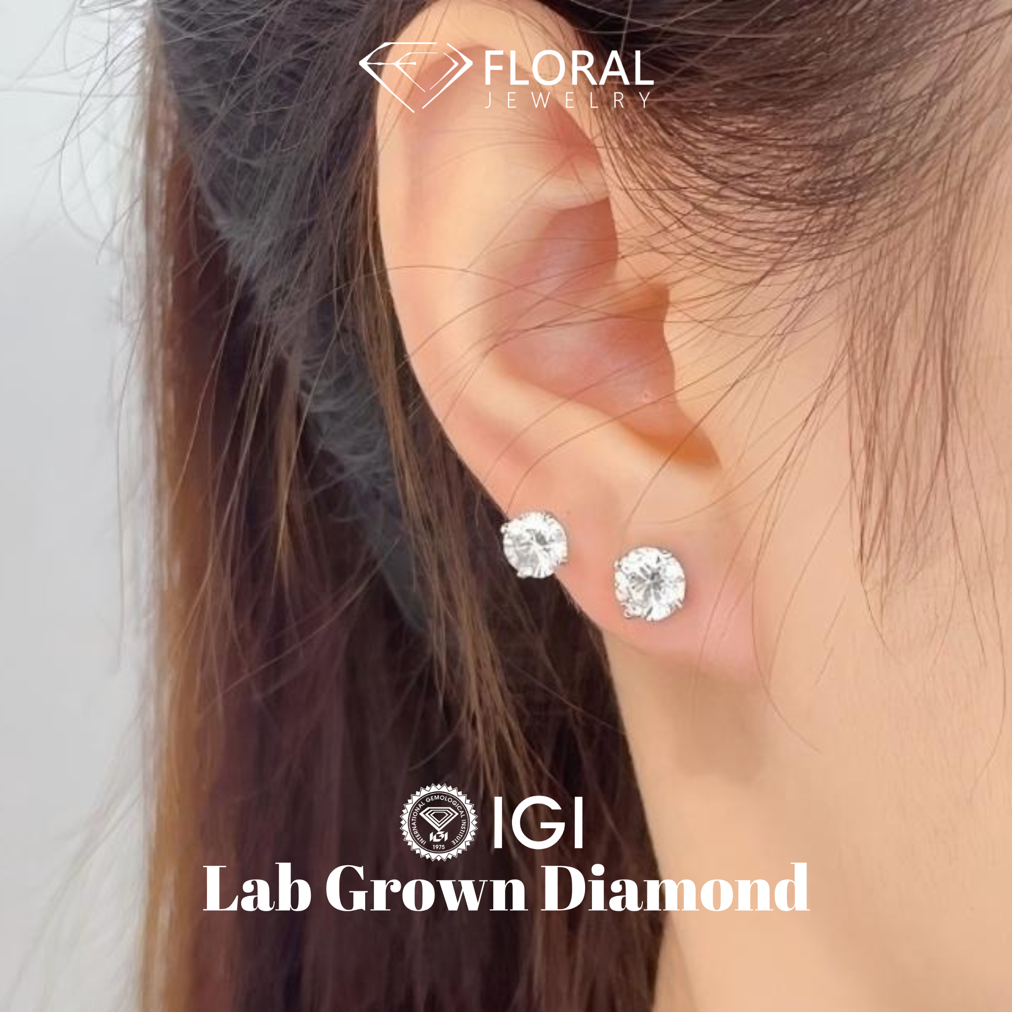 Diamond Stud Earrings - Cvd Lab Diamond 14k 18k Gold