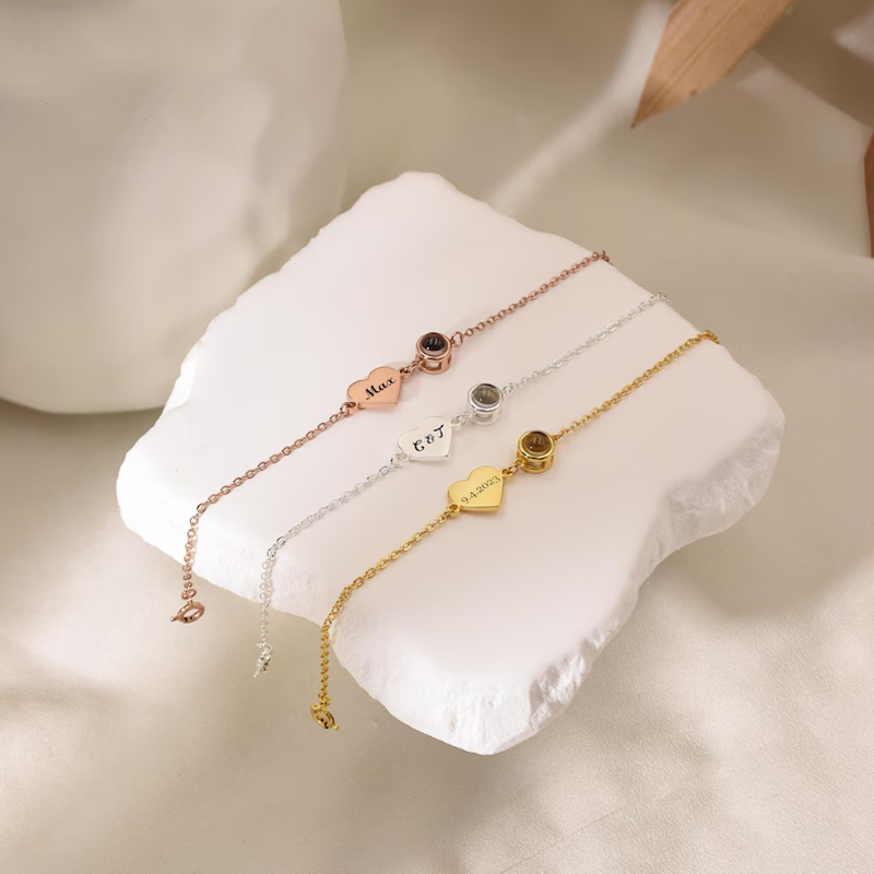 Custom Name Bracelet with Phot - Rose Gold Bracelet ulasan dan harga