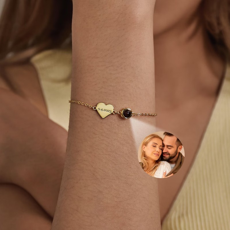 Custom Name Bracelet with Phot - Rose Gold Bracelet ulasan dan harga
