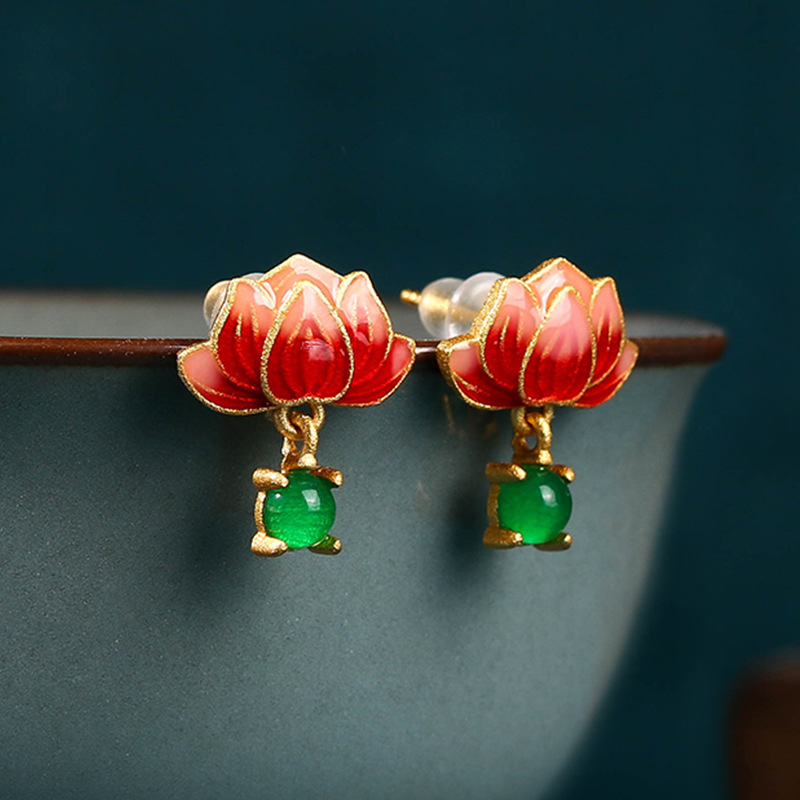 Green Real Jade Lotus Earrings - Luxury Gifts Jewelry & Watches Namfleg Mostar ulasan dan harga
