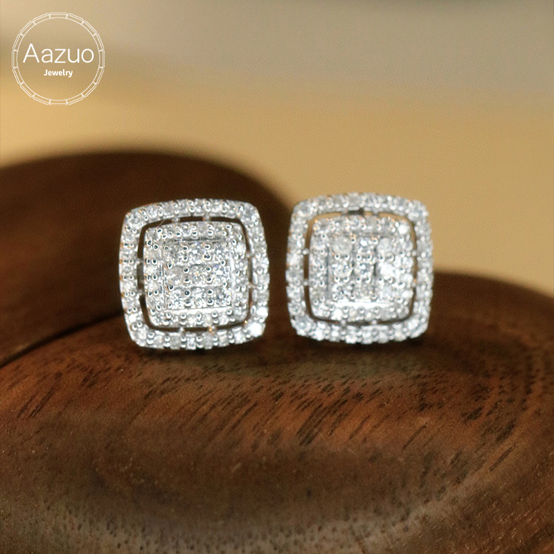 Aazuo Luxury life Jewely 18K W - Diamond Stud Earrings ulasan dan harga