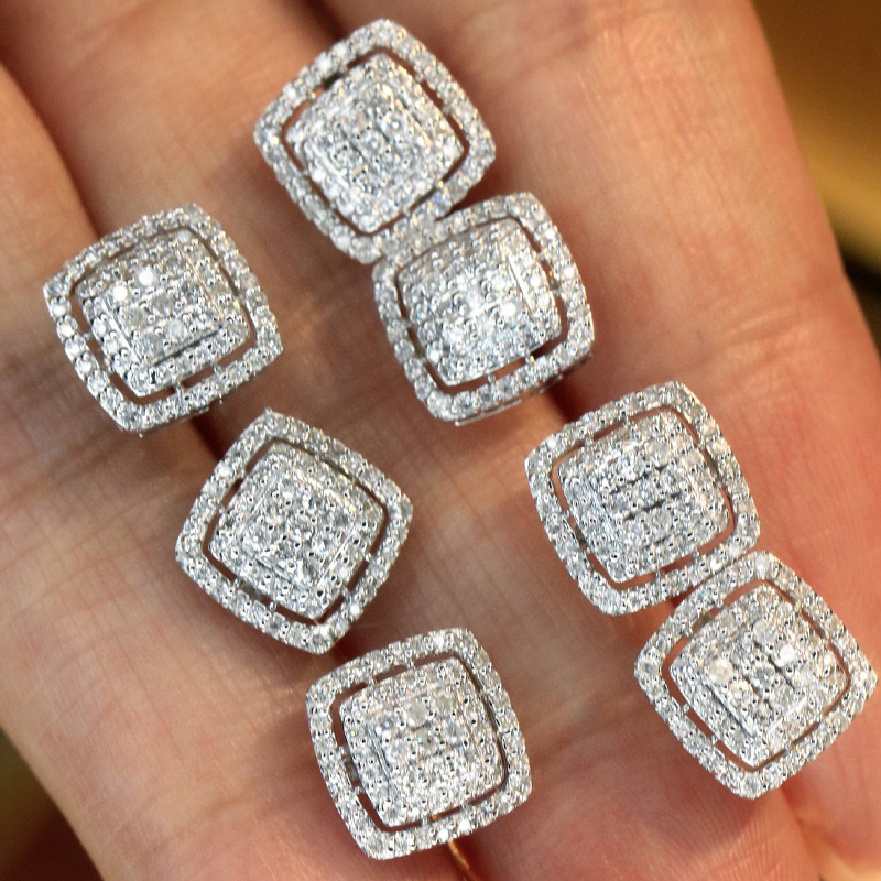 Aazuo Luxury life Jewely 18K W - Diamond Stud Earrings ulasan dan harga