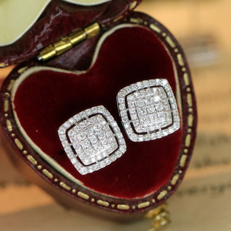 Aazuo Luxury life Jewely 18K W - Diamond Stud Earrings ulasan dan harga