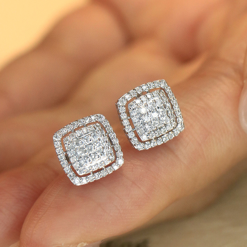 Aazuo Luxury life Jewely 18K W - Diamond Stud Earrings ulasan dan harga