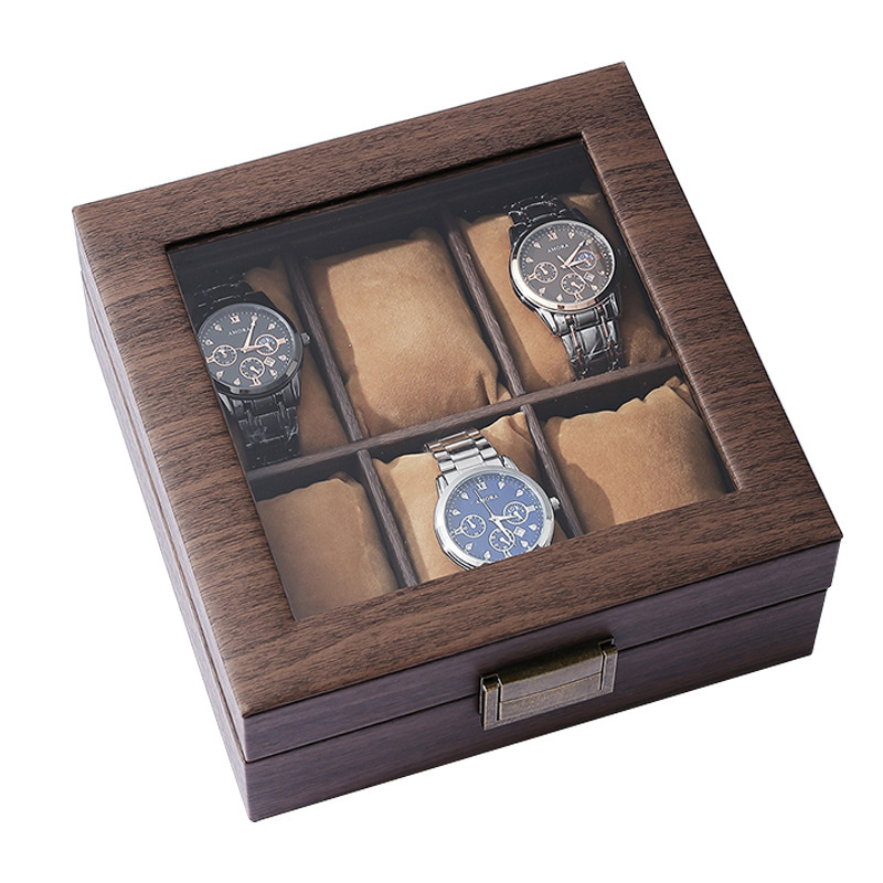 Wood Grain PU Leather Square 6 - Jewellery Watches ulasan dan harga