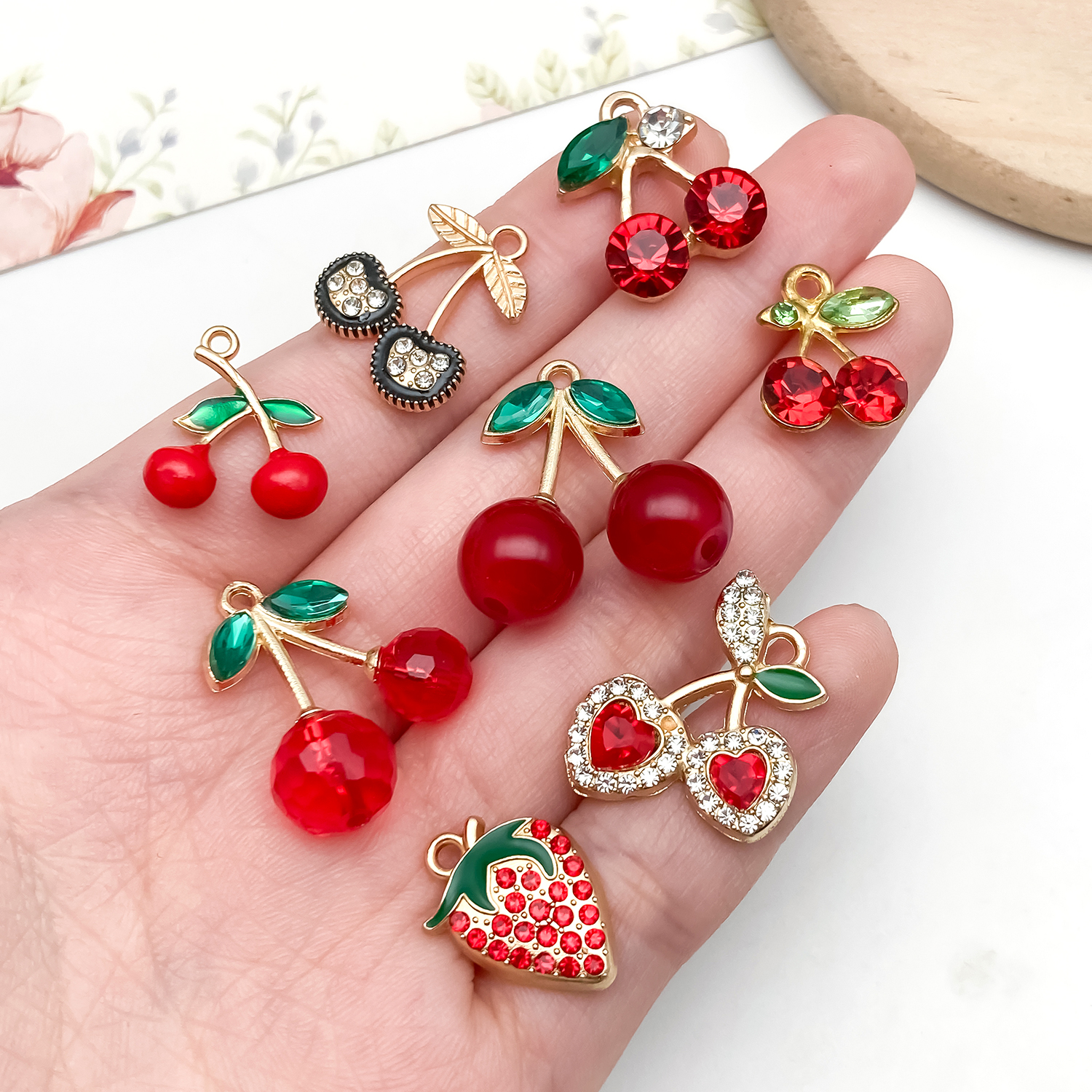 10/20//30pcs Sweet Cherry & St - Diamond Stud Earrings ulasan dan harga