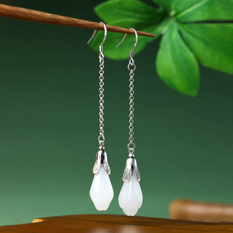 White Real Jade Flower Earring - Luxury Gifts Jewelry & Watches Namfleg Mostar ulasan dan harga