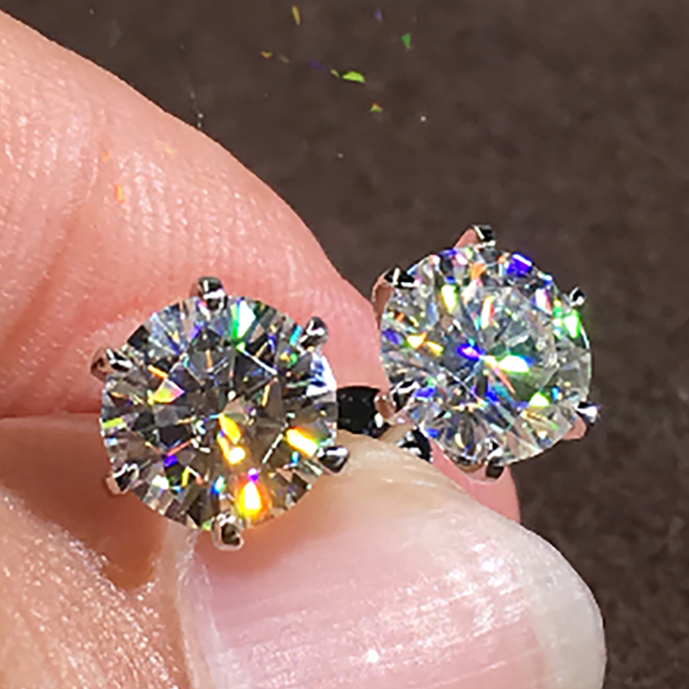 Real Solid 14K Yellow Gold Stu - Diamond Stud Earrings ulasan dan harga