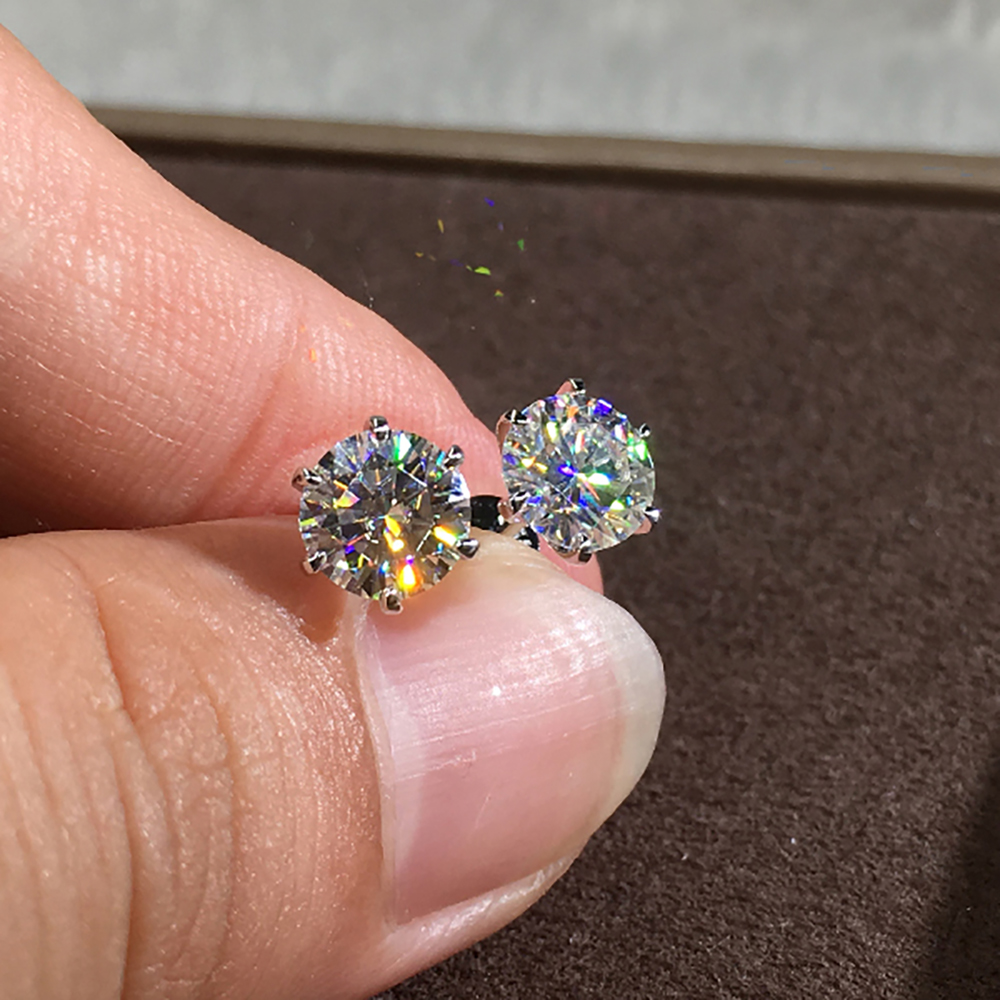 Real Solid 14K Yellow Gold Stu - Diamond Stud Earrings ulasan dan harga