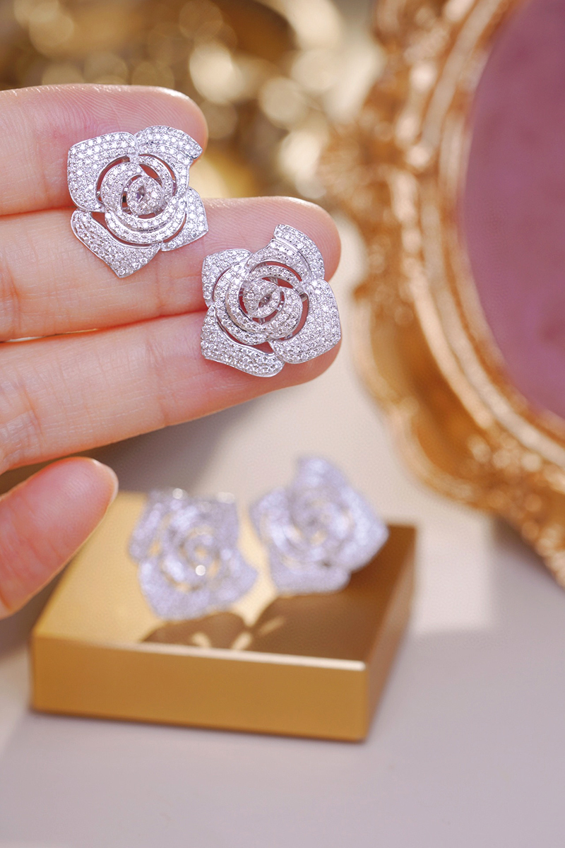 LUOWEND 100% 18K White Gold Ea - Diamond Stud Earrings ulasan dan harga