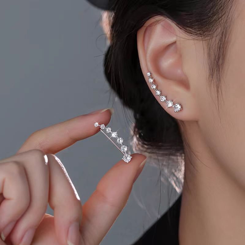 Super Sparkling Zircon Row Stu - Diamond Stud Earrings ulasan dan harga