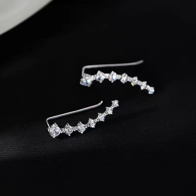 Super Sparkling Zircon Row Stu - Diamond Stud Earrings ulasan dan harga