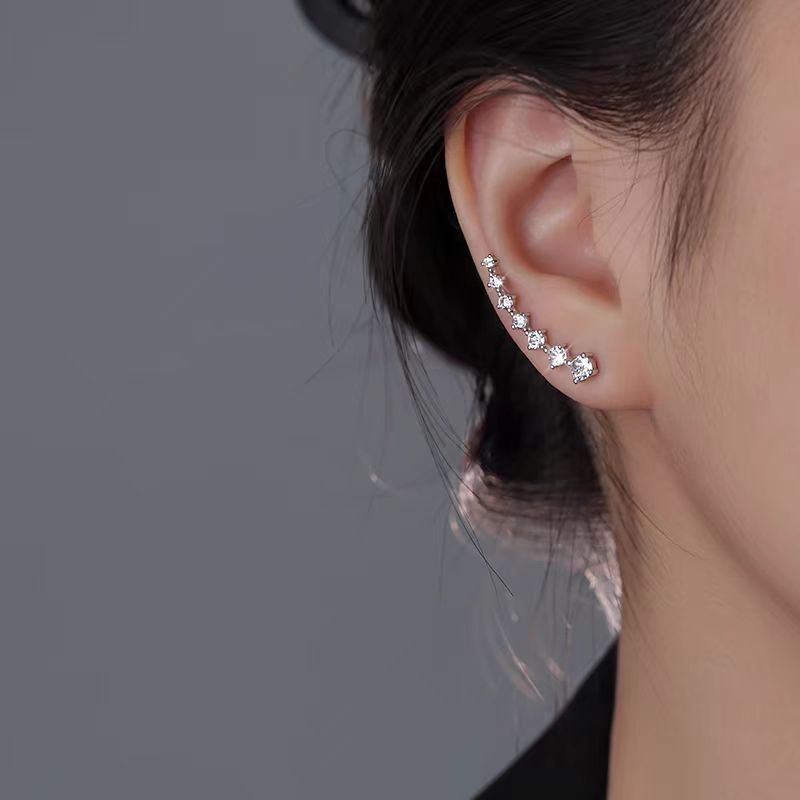 Super Sparkling Zircon Row Stu - Diamond Stud Earrings ulasan dan harga