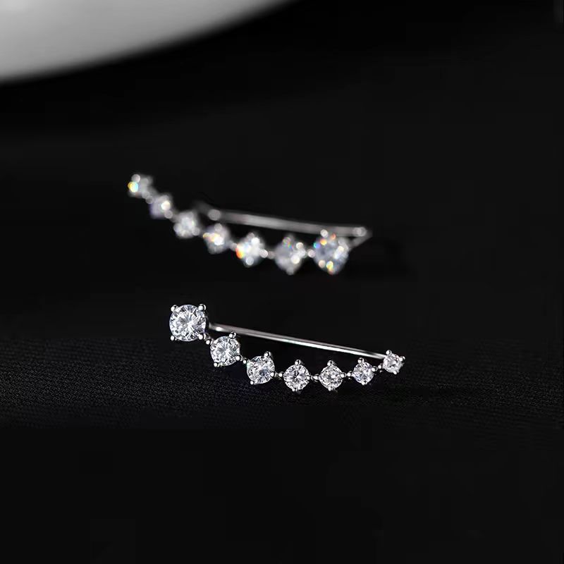 Super Sparkling Zircon Row Stu - Diamond Stud Earrings ulasan dan harga