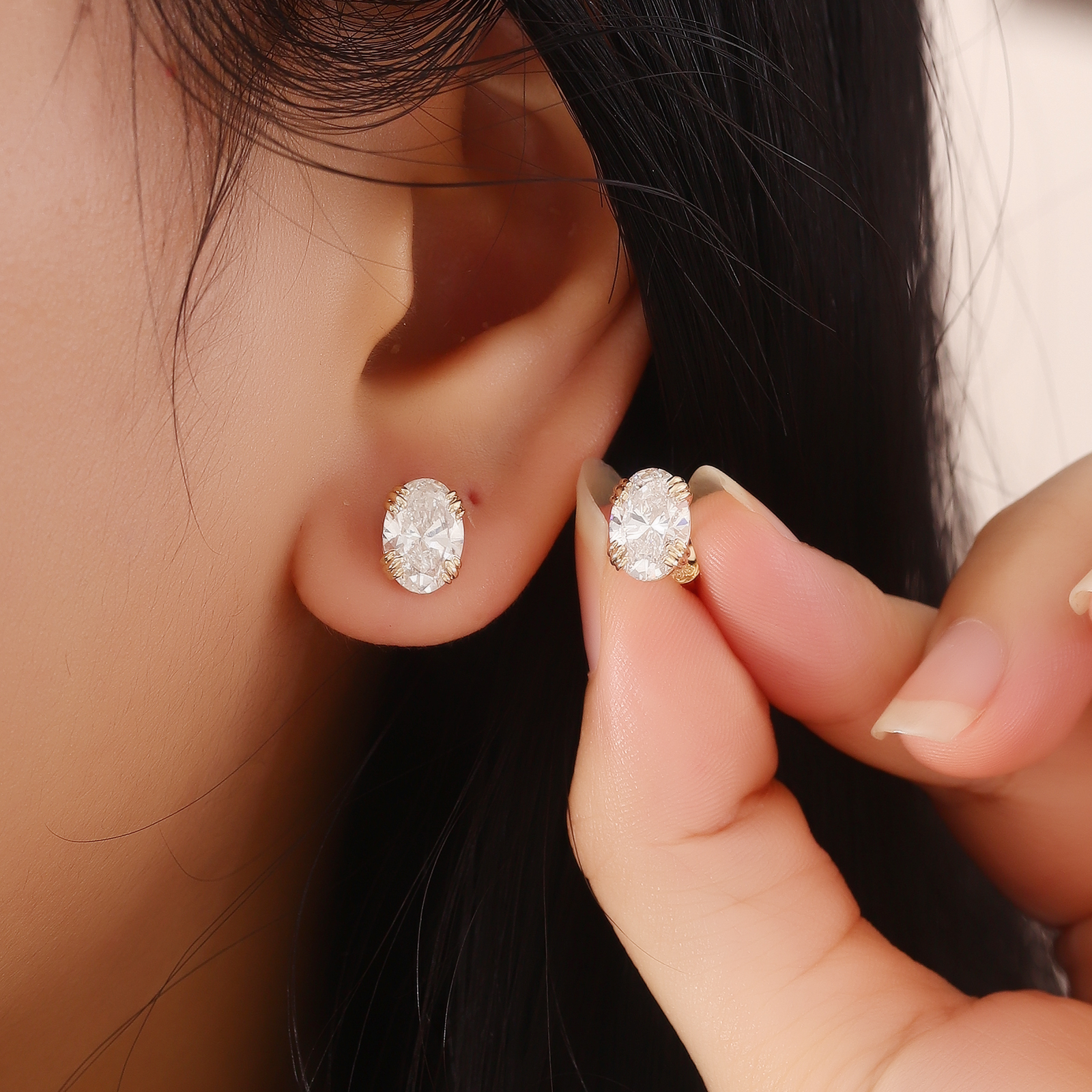 Provence Luxury Oval cut Earri - Diamond Stud Earrings ulasan dan harga