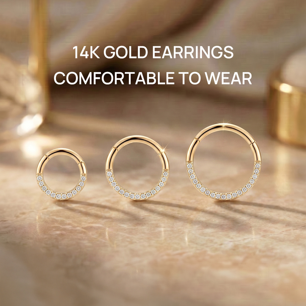 AIDE 14K Solid Gold Multi size - Diamond Stud Earrings ulasan dan harga