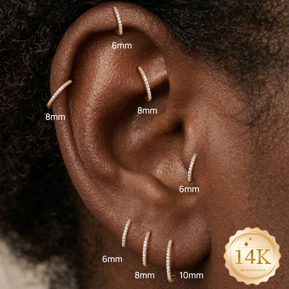 AIDE 14K Solid Gold Multi size - Diamond Stud Earrings ulasan dan harga