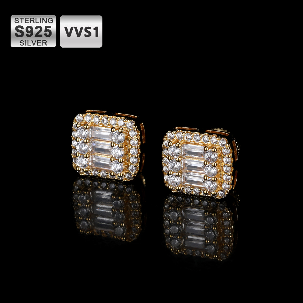 ICEBLING GRA VVS Rectangular E - Diamond Stud Earrings ulasan dan harga