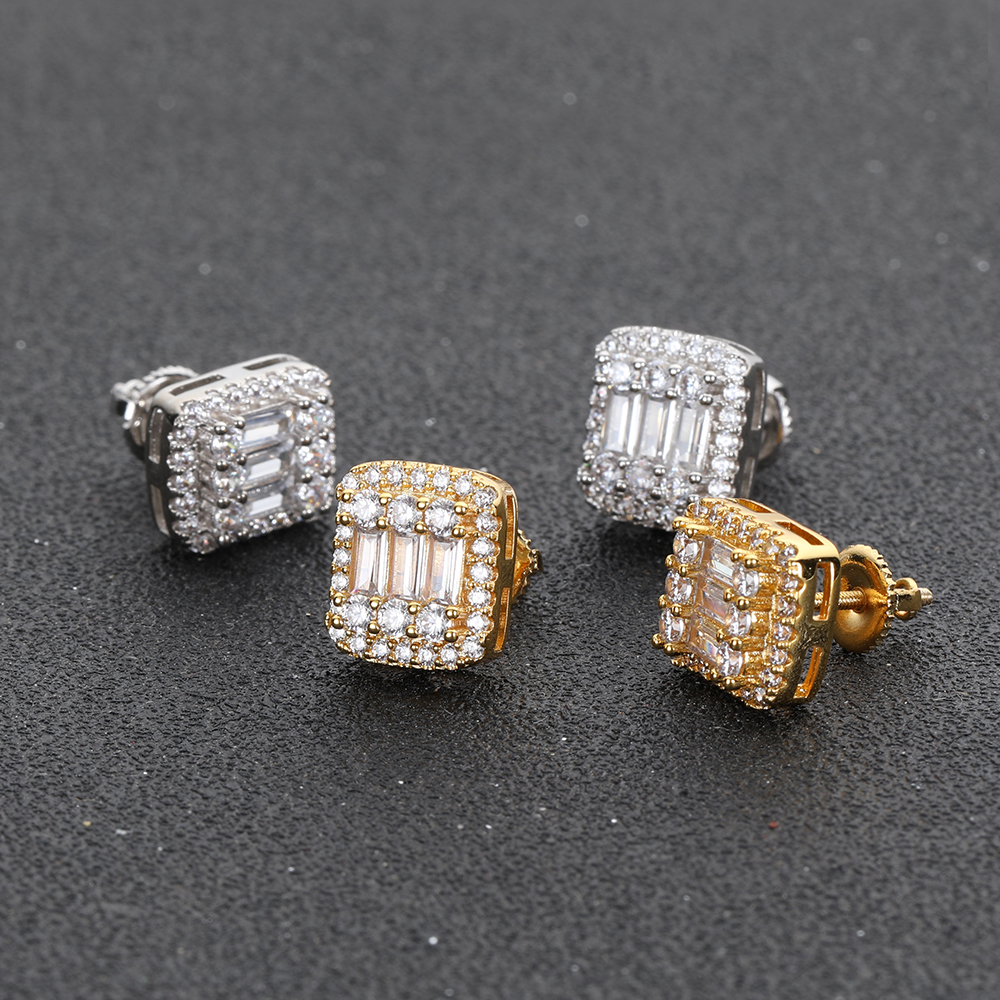 ICEBLING GRA VVS Rectangular E - Diamond Stud Earrings ulasan dan harga