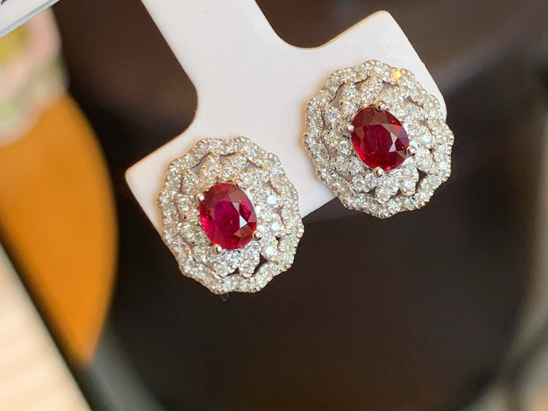 LUOWEND 100% 18K White Gold Ea - Diamond Stud Earrings ulasan dan harga